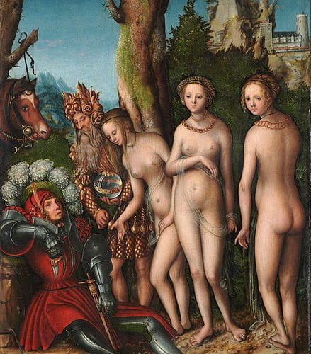 Lucas Cranach the Elder (1475 – 1553) painted the Judgement of Paris between 1512 and 1514.